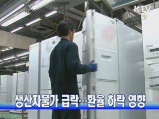 생산자물가 급락···환율 하락 영향