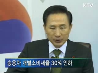 승용차 개별소비세율 30% 인하