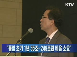 "통일 초기 1년 55조~249조원 비용 소요"