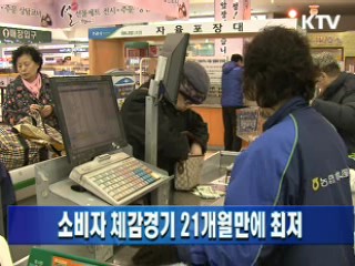 소비자 체감경기 21개월만에 최저