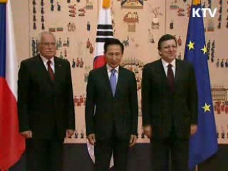 한·EU정상 "FTA 조기타결 기대"