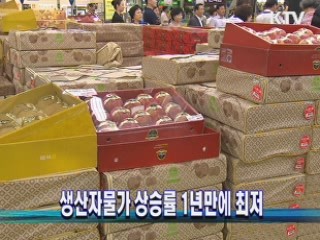 생산자물가 상승률 1년만에 최저