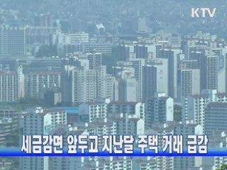 세금감면 앞두고 지난달 주택 거래 급감