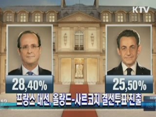 프랑스 대선, 올랑드-사르코지 결선투표 진출