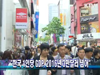 "한국 1인당 GDP, 2016년 3만달러 넘어"