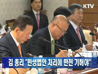 김 총리 "민생법안 처리에 만전 기해야"