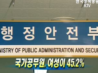 국가공무원, 여성이 45.2%