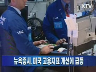 뉴욕증시, 미국 고용지표 개선에 급등