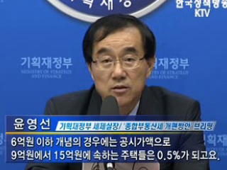 종부세 과세기준 완화, 세율 인하