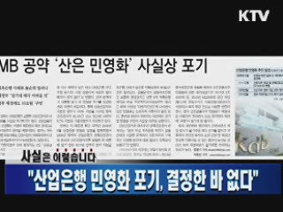 "산업은행 민영화 포기, 결정한 바 없다"