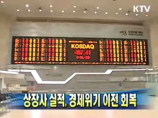 상장사 실적, 경제위기 이전 회복