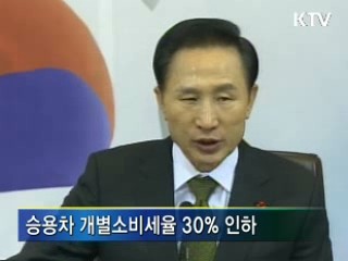 승용차 개별소비세율 30% 인하