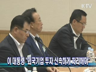 이 대통령 "외국기업 투자 신속하게 처리해야"
