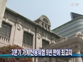3분기 가계 신용위험 9년 만에 최고치