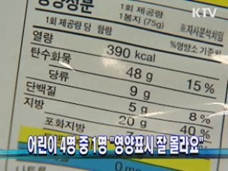 어린이 4명 중 1명 "영양표시 잘 몰라요"
