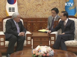 이 대통령, 칸 IMF 총재 접견 'G20 협력' 논의