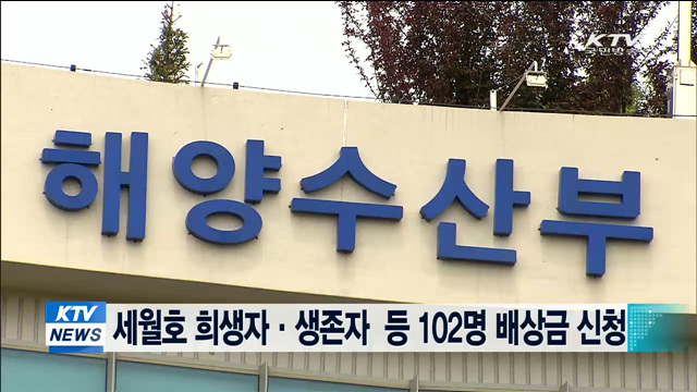 세월호 희생자·생존자  등 102명 배상금 신청