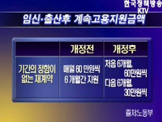 임신 출산 후 계속고용지원금액 고시