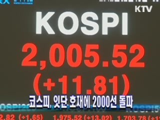 코스피, 잇단 호재에 2000선 돌파