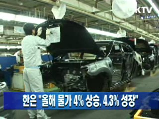 한은 "올해 물가 4.0% 상승, 4.3% 성장"