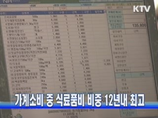 가계소비 중 식료품비 비중 12년내 최고