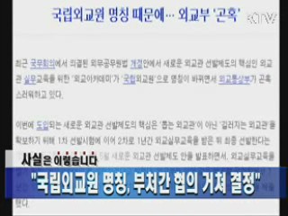 "국립외교원 명칭, 부처간 협의 거쳐 결정"