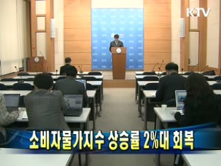 소비자물가지수 상승률 2%대 회복