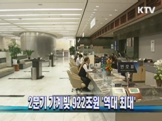 2분기 가계빚 922조원 '역대 최대'