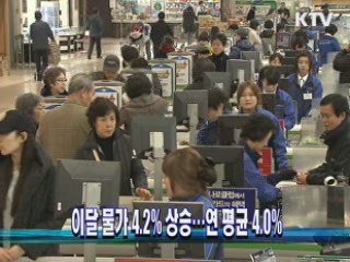 이달 물가 4.2% 상승···연 평균 4.0%