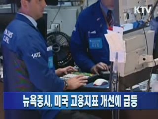 뉴욕증시, 미국 고용지표 개선에 급등