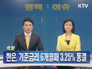 한은, 기준금리 6개월째 3.25% 동결