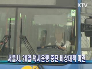 서울시, 20일 택시운행 중단 비상대책 마련