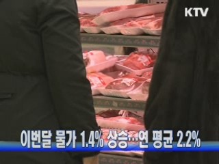 이번달 물가 1.4% 상승···연 평균 2.2%