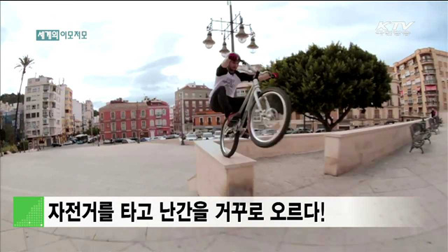 자전거를 타고 난간을 거꾸로 오르다! [세계의 이모저모]